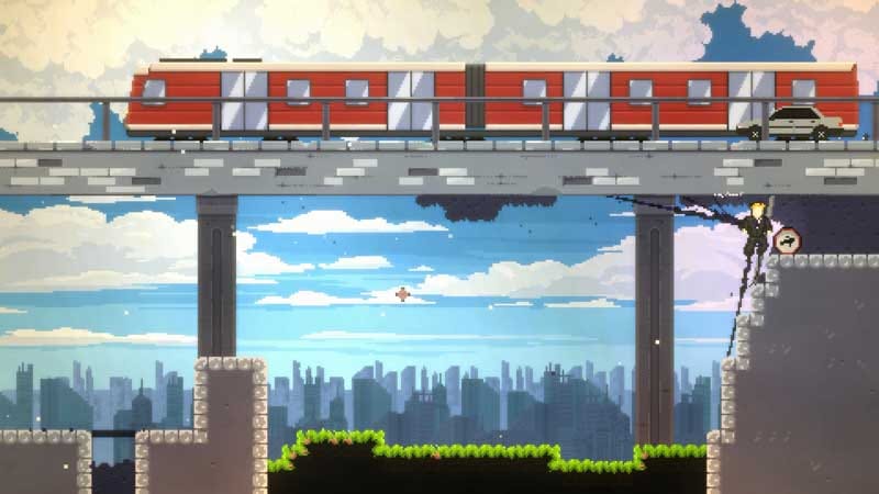 Gameplay scene showing a character navigating a 2D environment using tendril movement