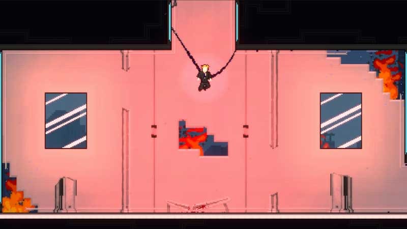 Action moment with environmental objects being used during combat