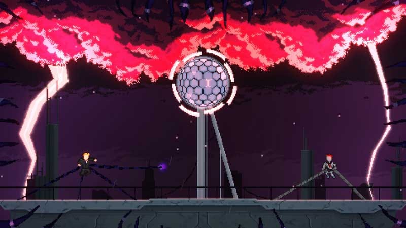 Close-up scene of a character engaging enemies using tendril abilities