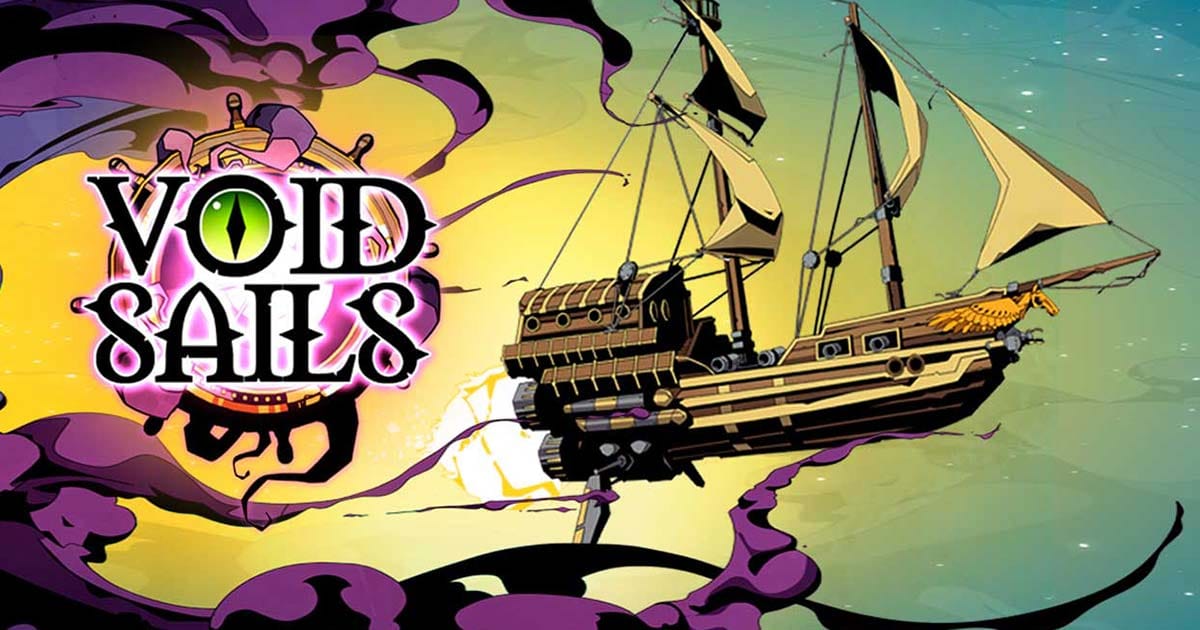 Void Sails key art showing a flying ship exploring a cosmic horror void
