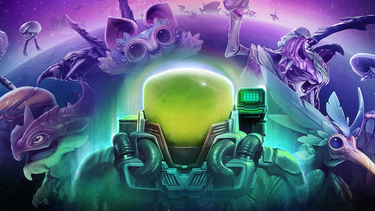 Alien biome environment with corrupted ecosystems and glowing creatures