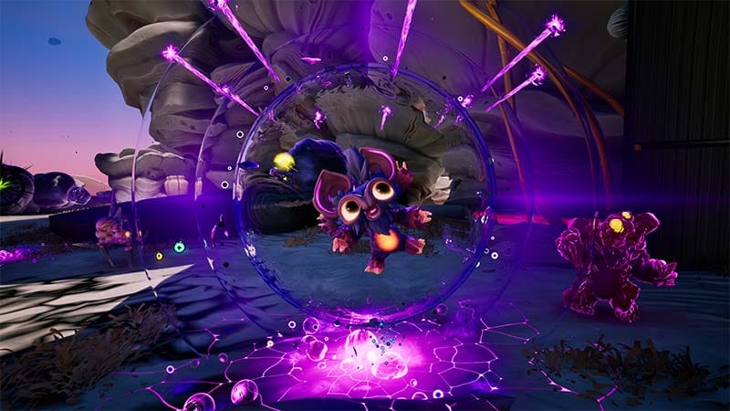Third-person combat screen with creature abilities in action