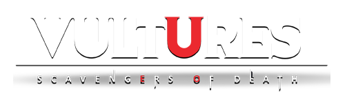 Vultures: Scavengers of Death logo with distressed retro horror styling