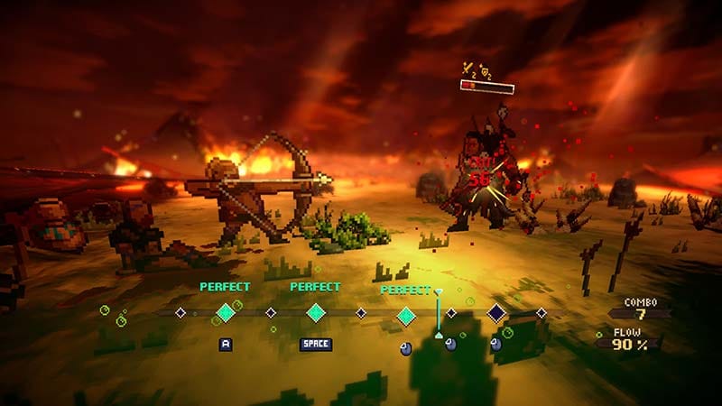 Exploration view of a biome with hazards and branching encounter paths
