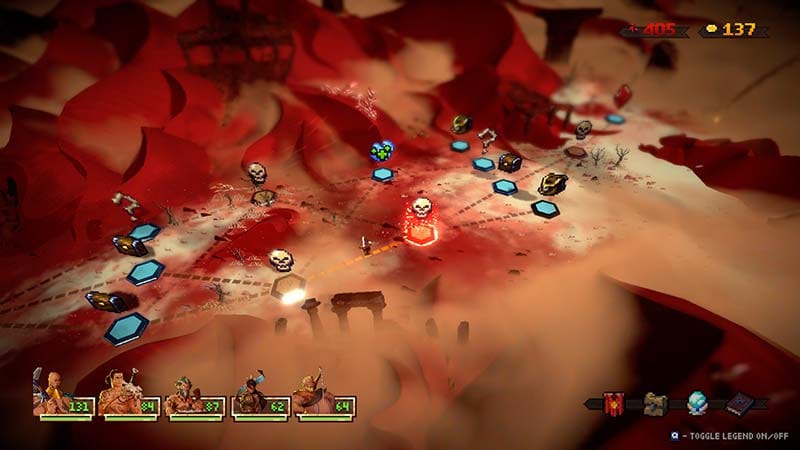 Map interface showing progression paths and encounter nodes
