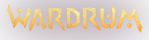 Wardrum logo with tribal-styled lettering over a dark fantasy backdrop