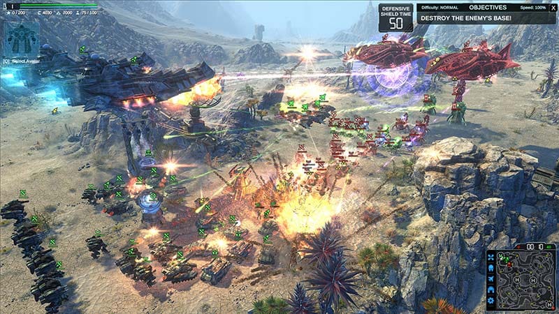 Interface screen showing strategic control of a battlefield environment