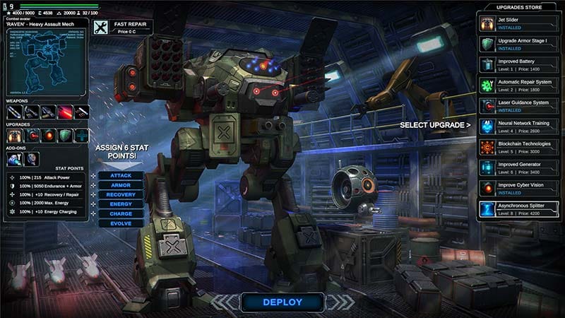 Interface screen displaying character abilities and upgrade options