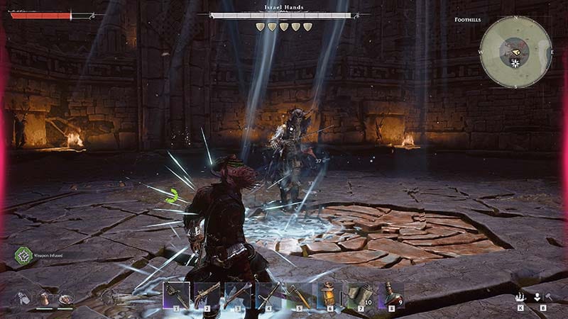 Dungeon interior exploration with torchlit corridors and enemies