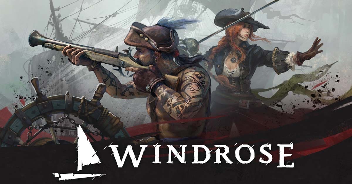 Promotional art of pirate captain ship battle on the open sea in Windrose