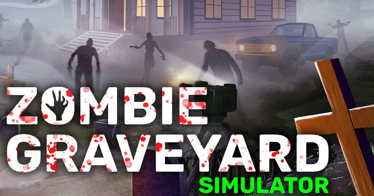 Key art featuring graveyard management and zombie survival gameplay