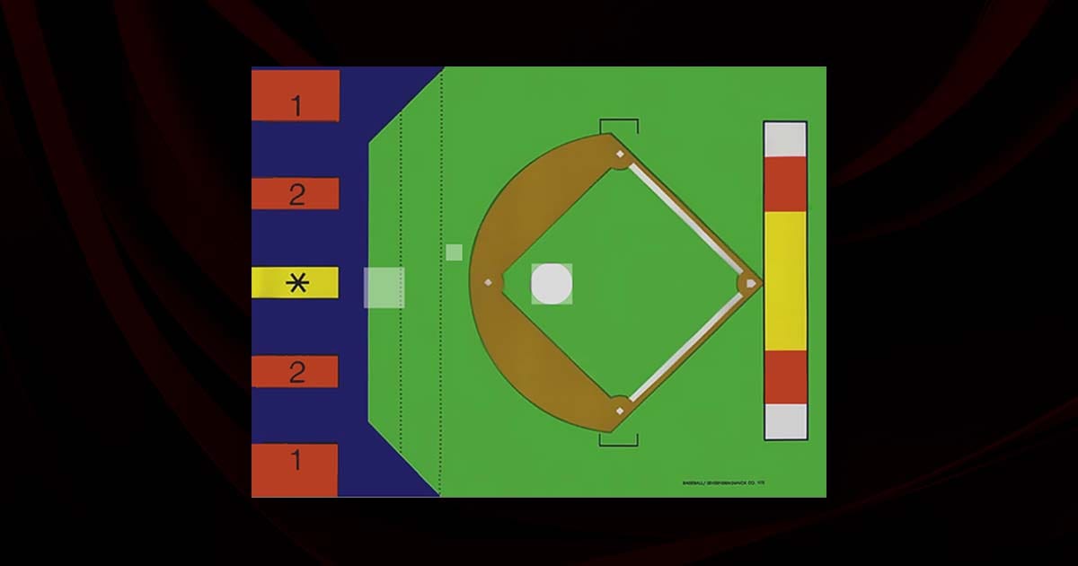 Gameplay demonstration of Baseball 1972 showing player movement and card-based actions on the field overlay