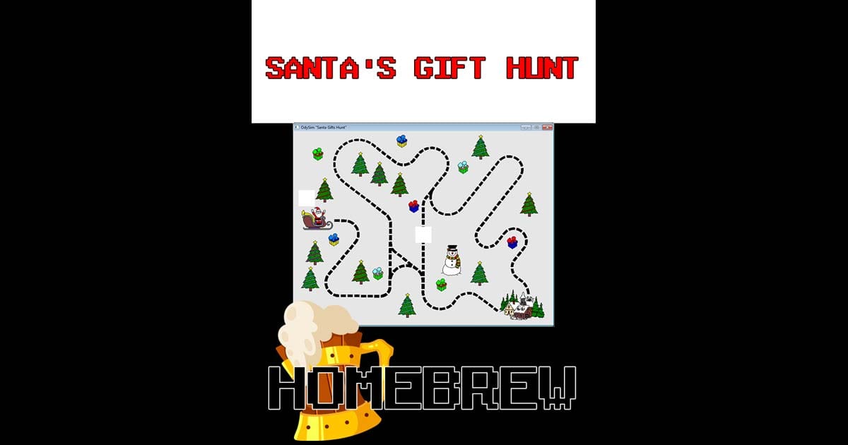 Santa’s Gift Hunt OdySim gameplay fan-made box art for PC-based simulator