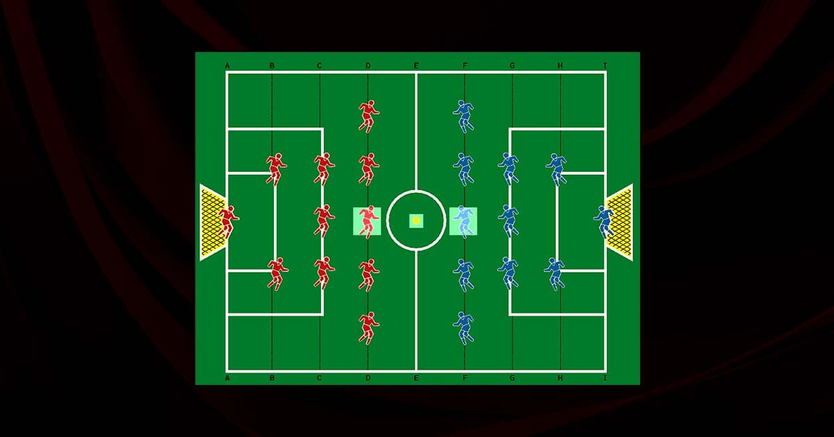 Magnavox Odyssey Soccer screen overlay with printed field boundaries and goals.