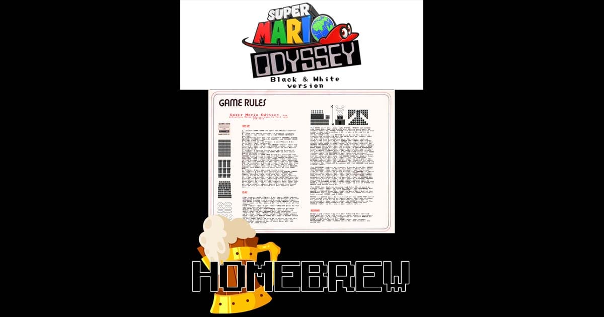 Fan-made box art for Super Mario Magnavox Odyssey homebrew inspired by retro analog gameplay